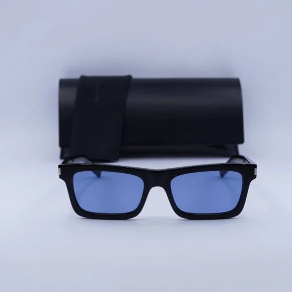 Saint Laurent SL461 BETTY 009 Rectangle Sunglasses - Black/Blue - Picture 3 of 9